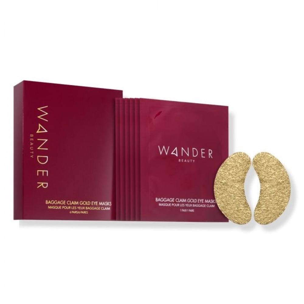 New Wander Beauty Baggage Claim Gold Eye Masks.